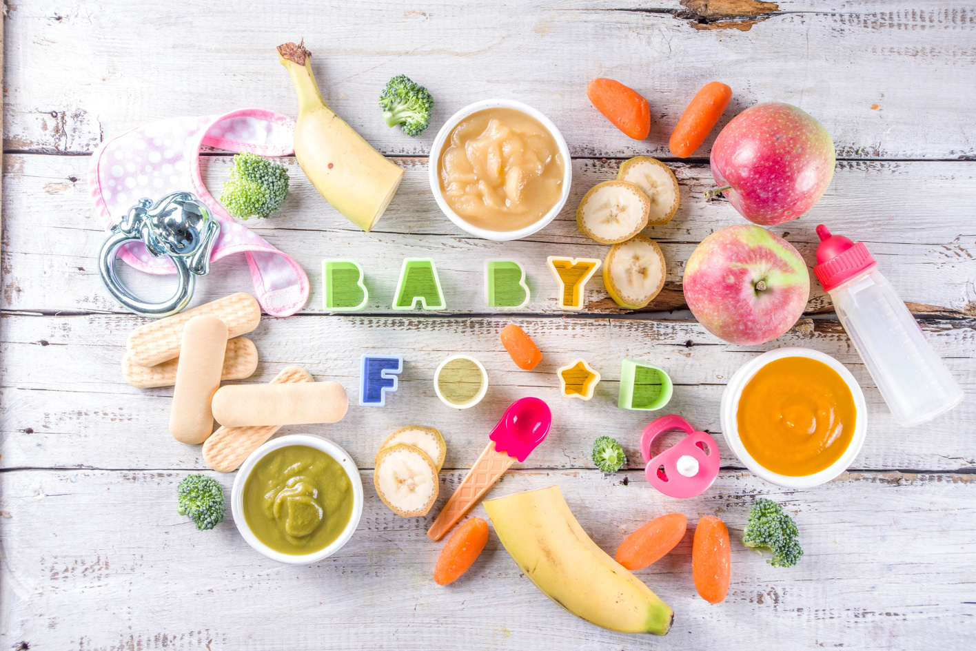 Colorful baby food puree